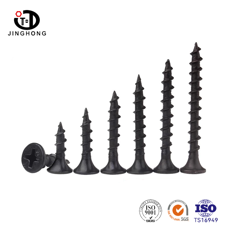 Svart försänkt huvud Sheetrock-skruvar