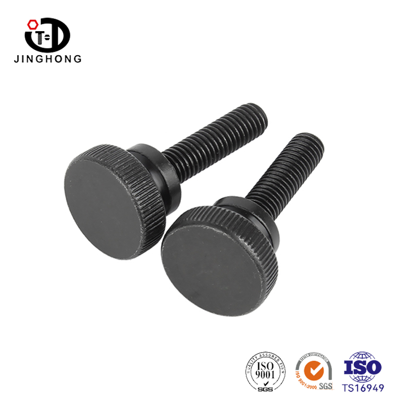 Svart räfflade tumskruv med hög kupol