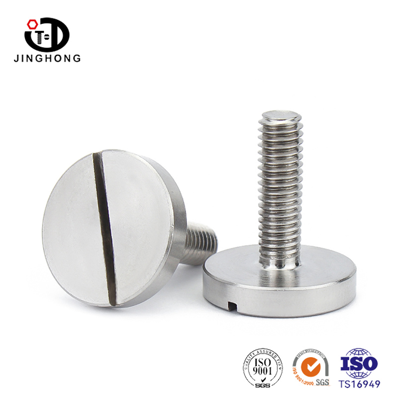 Platt huvud runt huvud med slitsad skruv